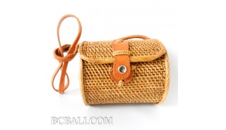 Cylinder clutch bag ata rattan grass balinese hand woven